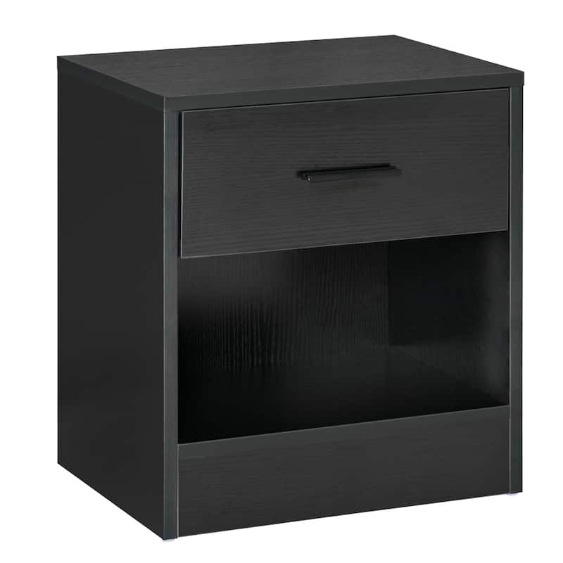 HOMCOM Modern End Table with Drawer, Space Saving Sofa Side Accent Table with Open Storage Shelf for Living Room or Bedroom