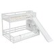 preview thumbnail 12 of 18, Twin Over Full Size Floor Bunk Bed with Slide and Safety Guardrails, Wooden Bunk Bedframe with Storage Staircase and Fence
