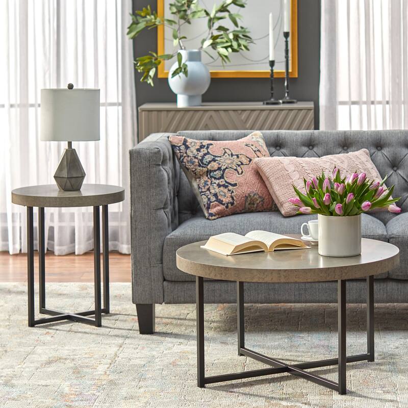 Simple Living Era End and Coffee Table Set - Grey/Black