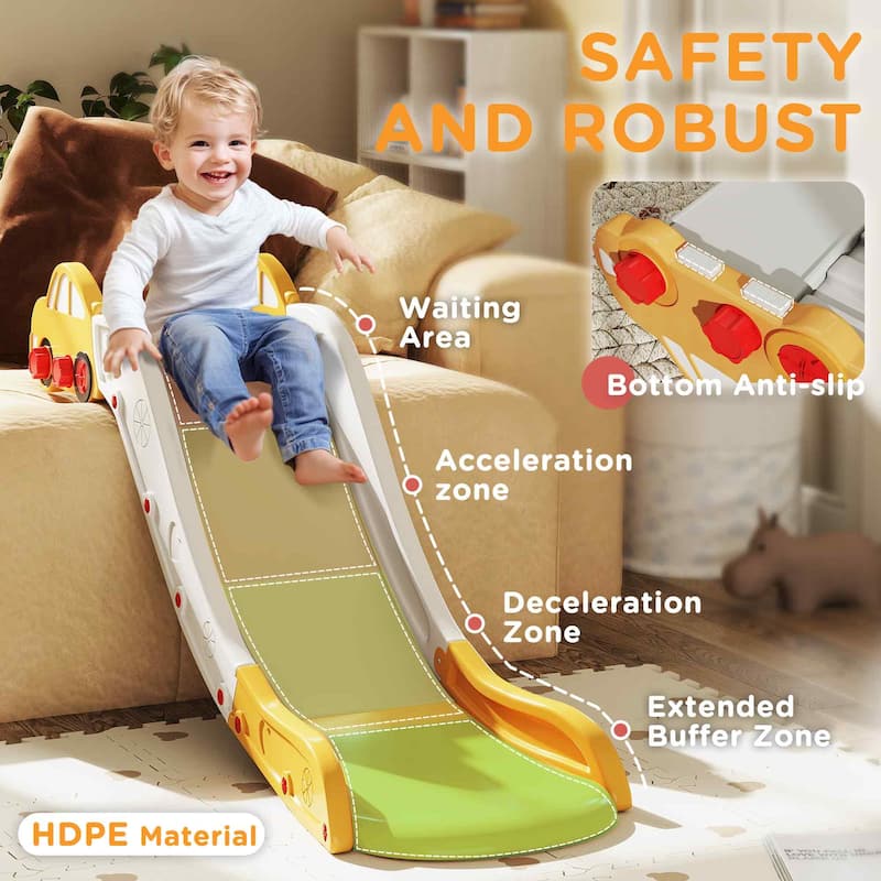 Extra Long Yellow Kids Slide for Sofa and Bed with Safe Buffer Design for Toddlers 18 to 48 Months