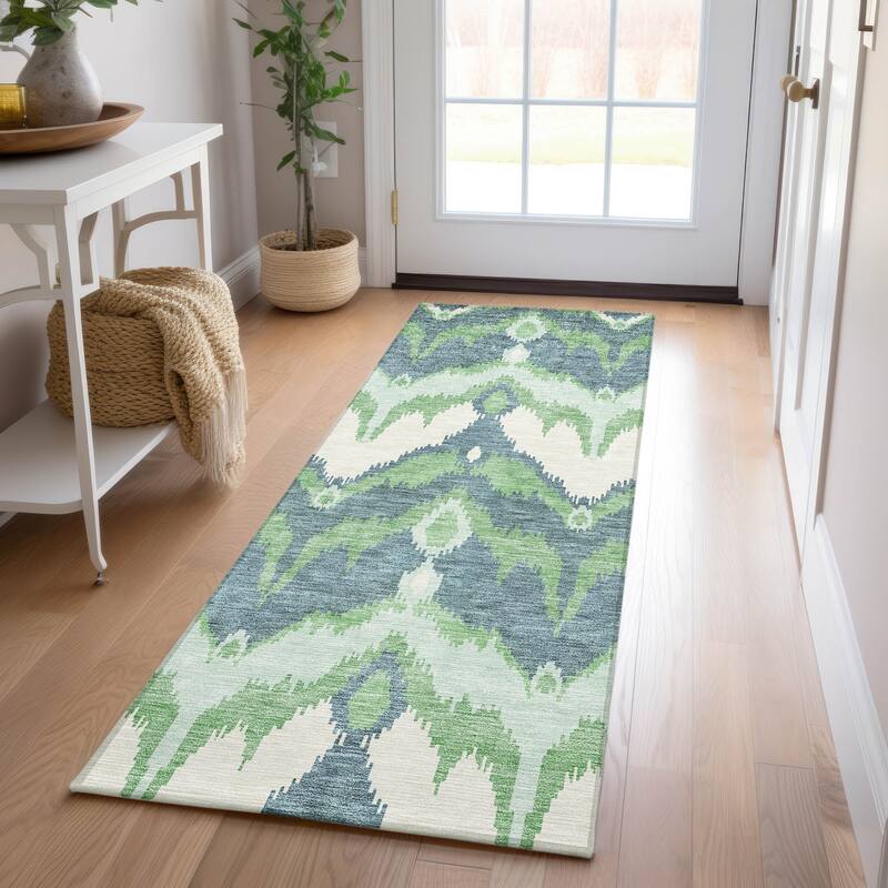 Machine Washable Indoor/ Outdoor Chantille Boho Ikat Rug