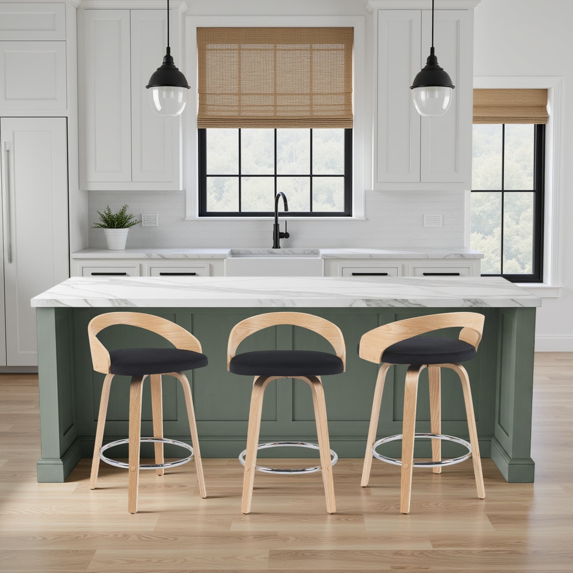 Carson Carrington Solavagen Mid-Century Modern Swivel Counter or Bar Stool