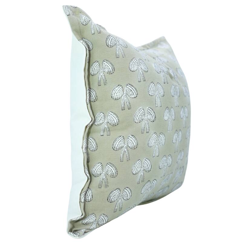 Fabdivine Handmade Block Print Cushion Cover Throw Home Décor Double Oxford Edges Pillow Case - Pillow Covers - Mushroom- Light Grey - 20" x 20"