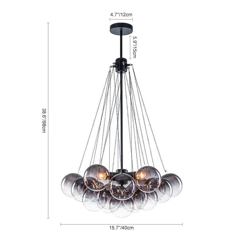 Modern Glam Cluster Gradual Colored Glass Bubble Chandelier
