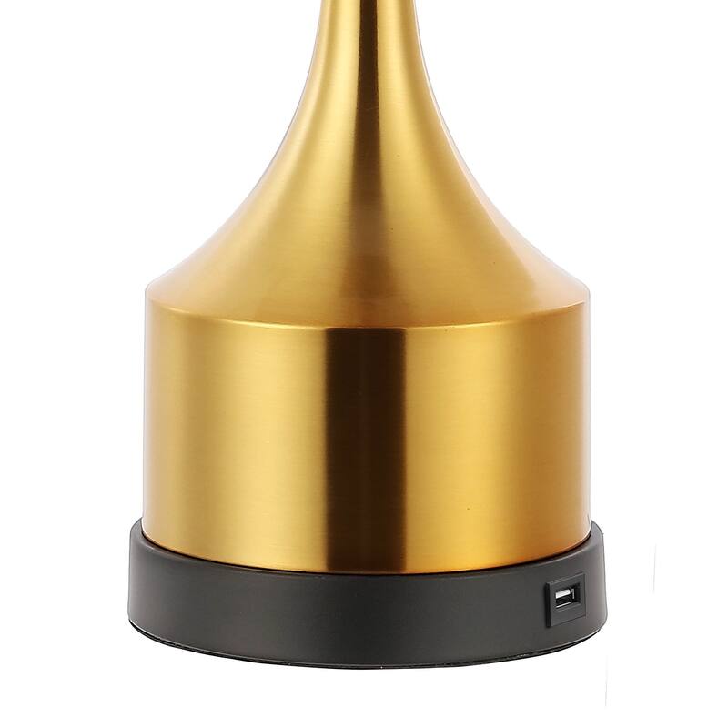 Colton 26" Classic French Country Iron LED Table Lamp with USB Charging Port, Brass Gold (Set of 2) by JONATHAN Y