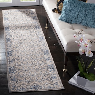 SAFAVIEH Brentwood Dile Oriental Damask Trellis Rug - Light Grey/Blue - 2' x 12'
