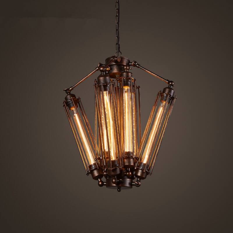 Black 8 Light Unique Pendant Steampunk Geometric Chandelier - 18.5x20.7in