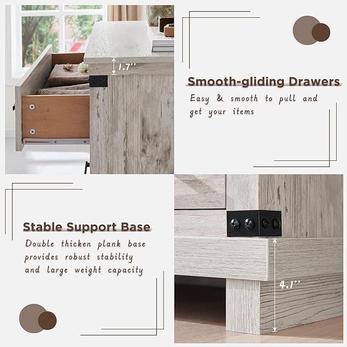Farmhouse 5 Drawers Dresser, Wood Chest of Drawers, Closet Dresser