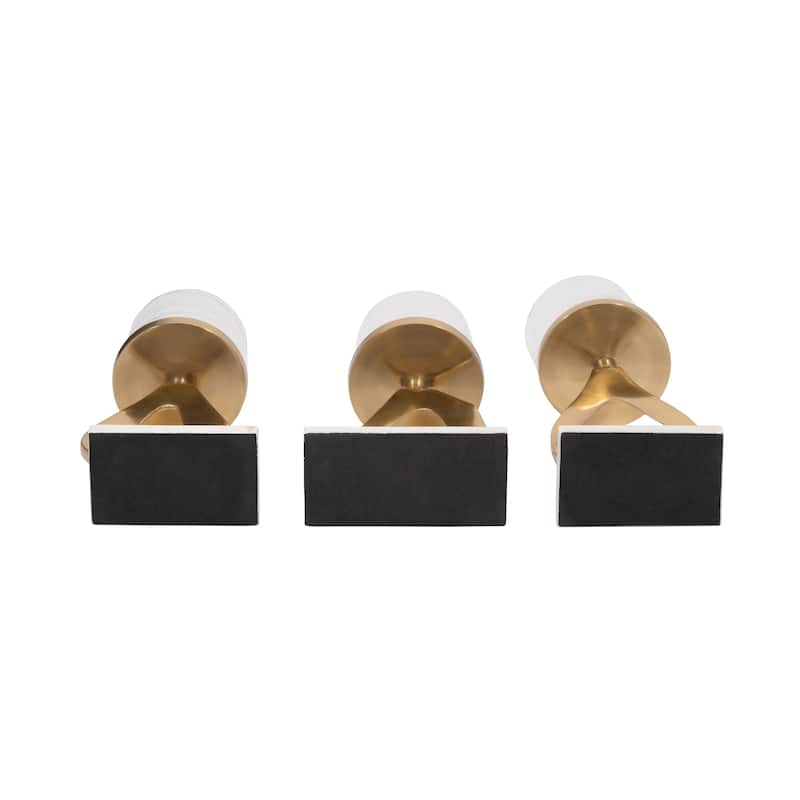 Candle Holders Set of 3 - Metal Marble Base, 13/15"