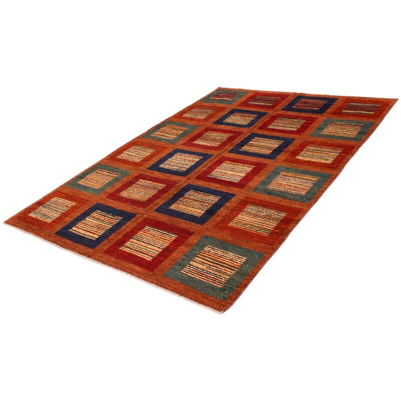 ECARPETGALLERY Hand-knotted Pak Finest Gabbeh Burnt Orange Wool Rug - 8'9 x 12'6