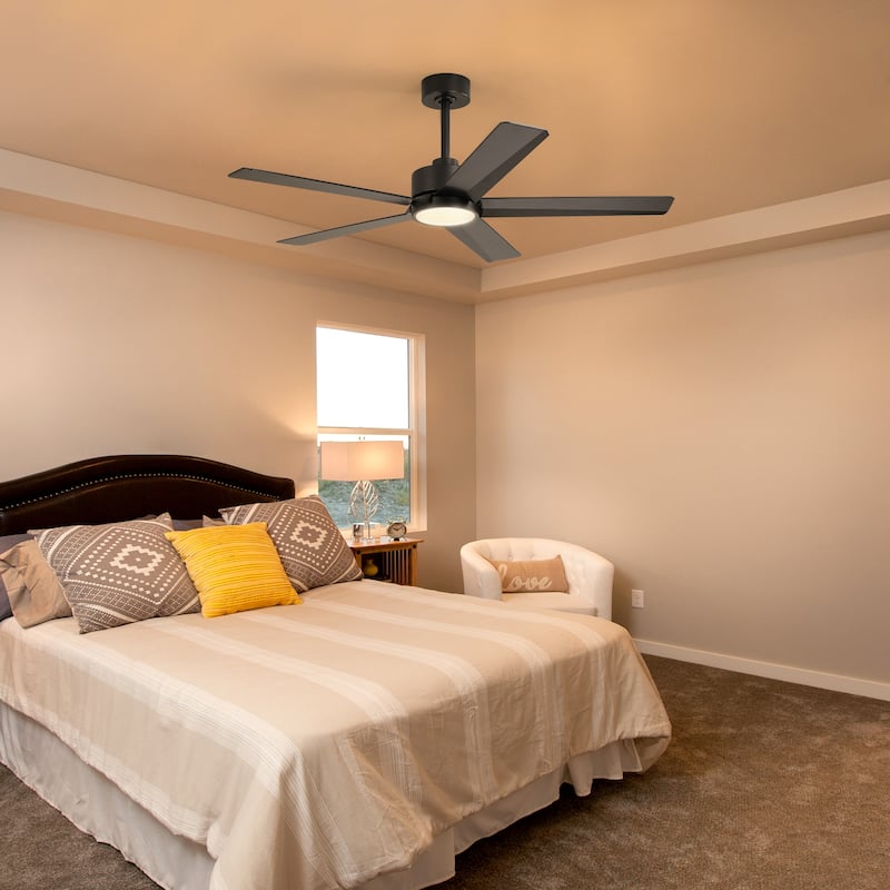 52"/ 65"/72" Black LED Ceiling Fan with Light Kit and Remote(5/8 Blade)