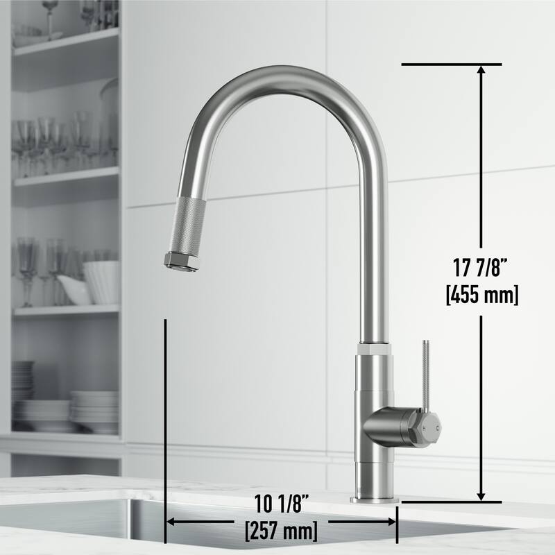 VIGO Hart Arched 18" H Single Handle Pull-Down Kitchen Faucet