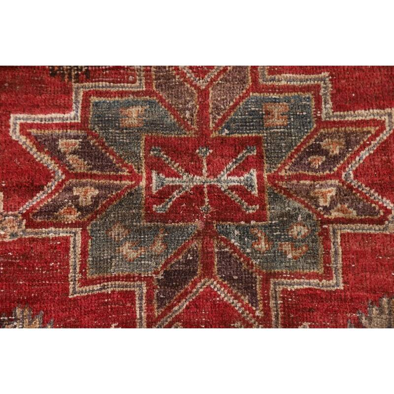 Geometric Shiraz Persian Antique Runner Rug Hand-knotted Wool Carpet - 4'4"x 8'8"