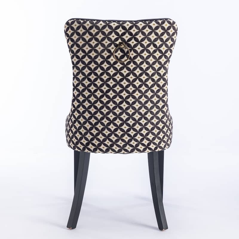 Set of 2 Velvet Upholstered Dining Chairs with Wood Legs