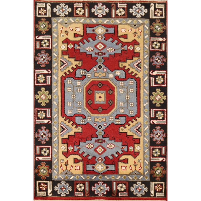 Geometric Viss Oriental Rug Handmade Wool Carpet - 4'1" x 5'9"