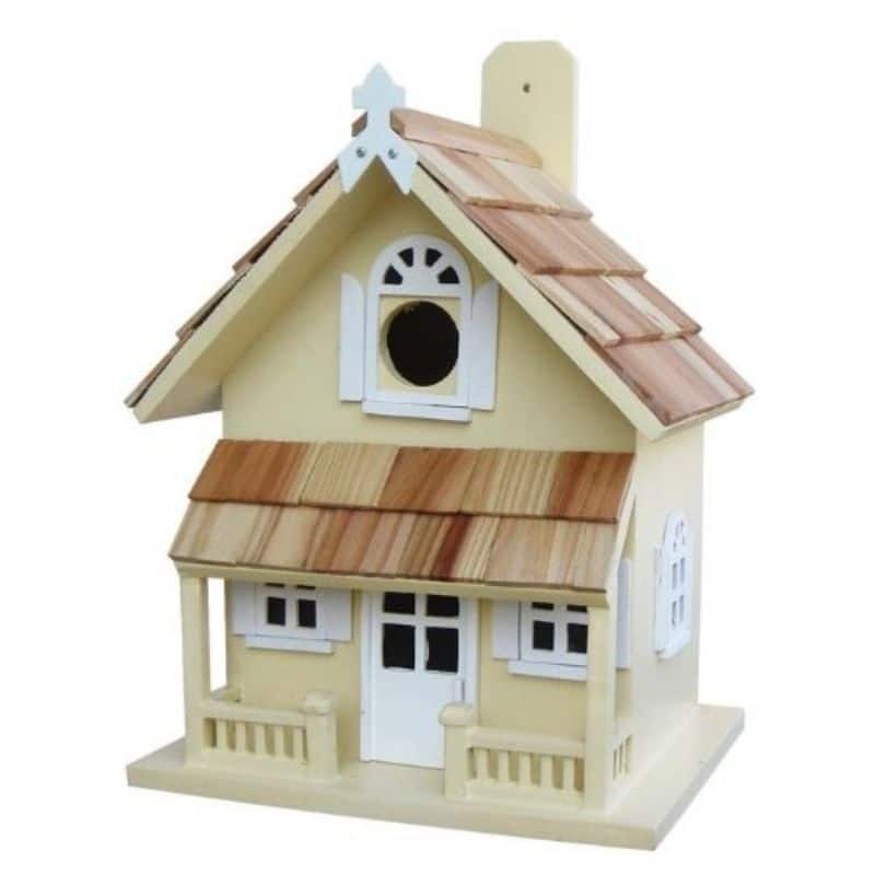 Wooden Outdoor Birdhouse with Cottage Design and Removable Wall - 12 x 9 x 8