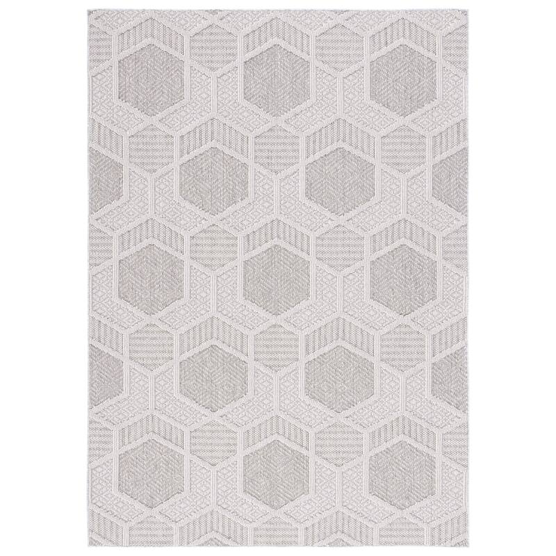 SAFAVIEH Global Meruert Indoor/ Outdoor Modern Rug - 4' x 6' - Grey/Ivory