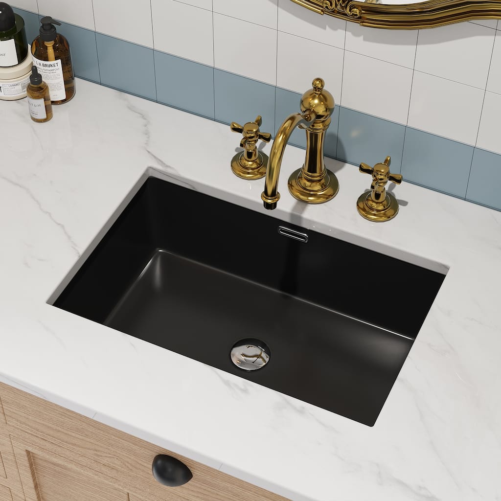 HOROW ClarityPure 23.60 in. x 15.55 in. Undermount Bathroom Sink in White Ceramic with Overflow Drain - N/A