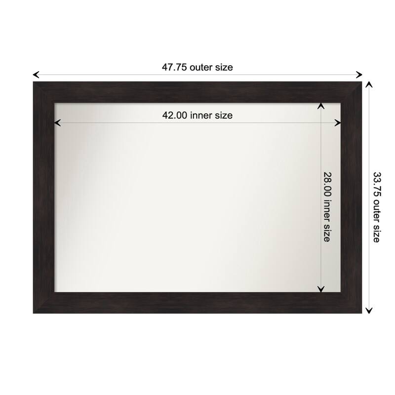 Furniture Espresso Framed Non-Beveled Custom Wall Mirror, Bathroom Vanity Mirror - Outer Size: 47.75 x 33.75