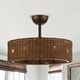 preview thumbnail 1 of 6, 24" Rustic 3-Blade Rattan Cage Ceiling Fan Chandelier with Remote Antique Bronze