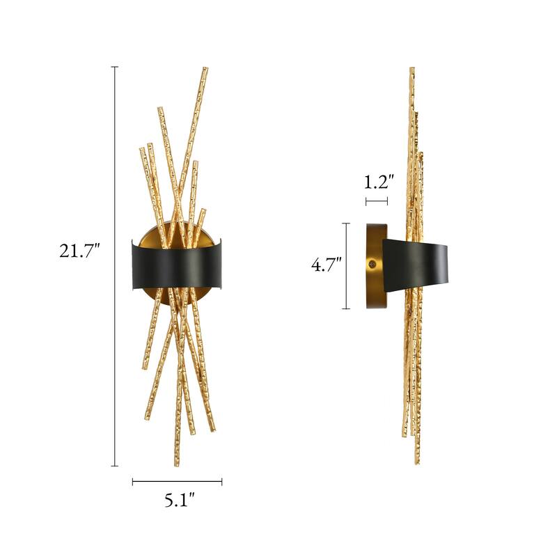 Modern Gold LED Wall Sconce Contemporary Branch Design Vanity Light - W5.1" x H21.7" x D3.7"