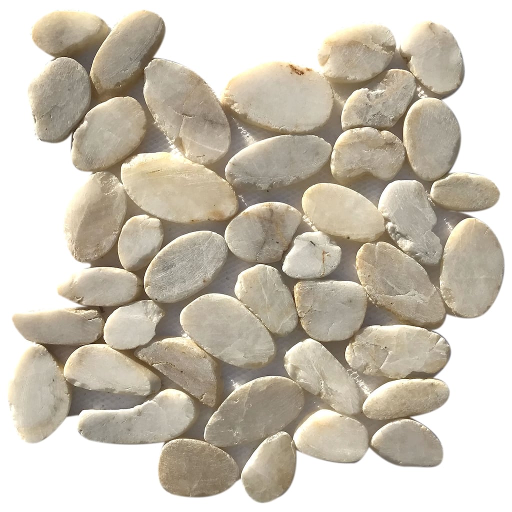 Khaki Natural Stone Sliced Pebble Mosaic Tile