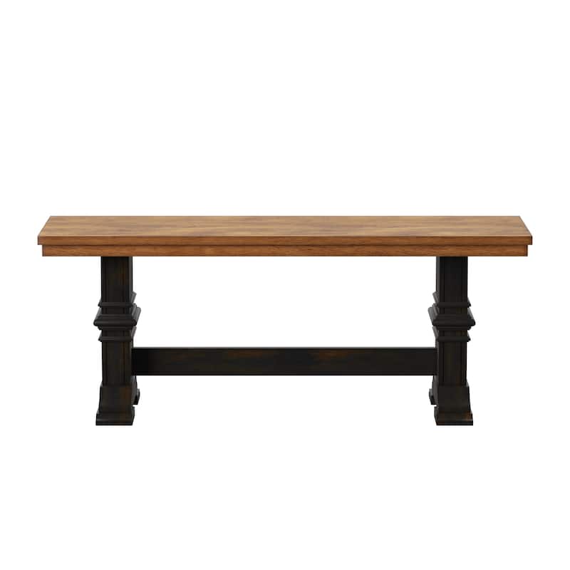 Eleanor Two-Tone Trestle Leg Wood Dining Bench by iNSPIRE Q Classic