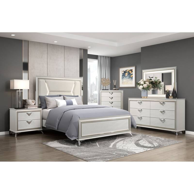 Nightstand 2-Drawers Storage Modern Luxury Bedroom Furniture 1pc