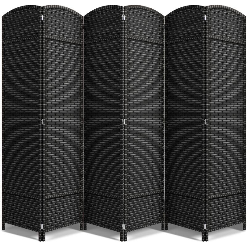 Sorbus 6 Panel Room Divider Tall Privacy Partition Screen Extra Wide Double Hinged Mesh Hand-Woven Folding Wall Divider - 6ft