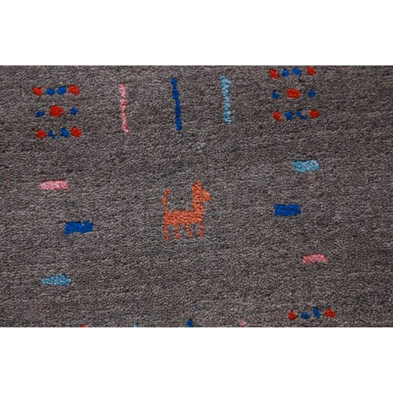 Hand Knotted Oriental 100% Wool Carpet Tribal Tribal Greys & Charcoal Gabbeh Area Rug - 9' 11'' X 8' 1''