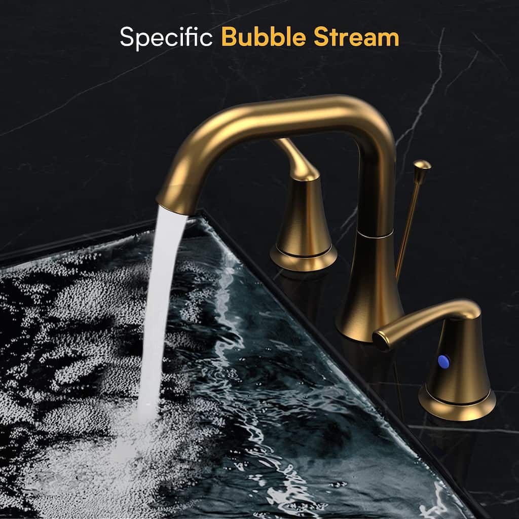 Modern 2 Handle 360° Swivel Bathroom Sink Faucet with Pop Up Drain Assembly, Aerator, Anti Corrosion, Splash Proof, Water Saving