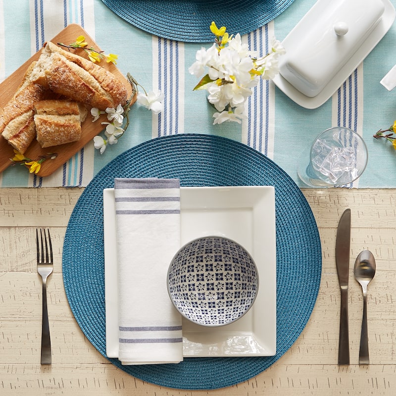 DII White Round PP Woven Placemat Set of 6