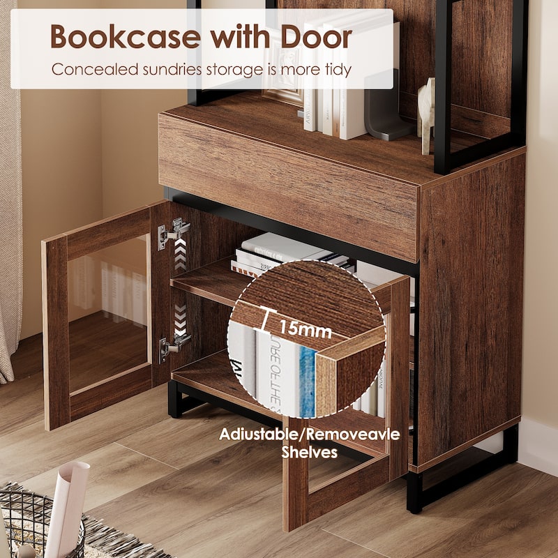3 PCS Modern 72" Tall Bookcase with 3 Drawers and Open Book Shelfs for Home Office, Living room.