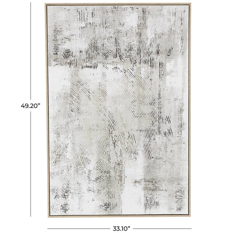Wooden Abstract Textured Living Room Wall Decor with Wooden Frame and Black Distressing - Gray - Roche River Decor
