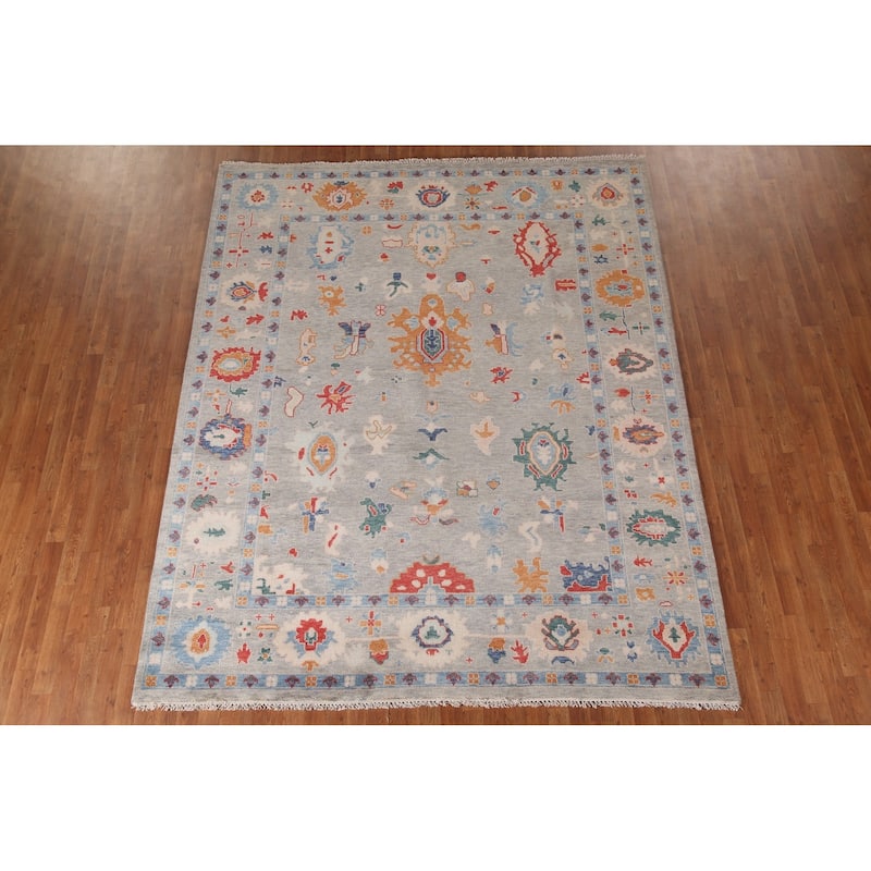 All-Over Oushak Area Rug Wool Carpet - 7'11"x 9'9"