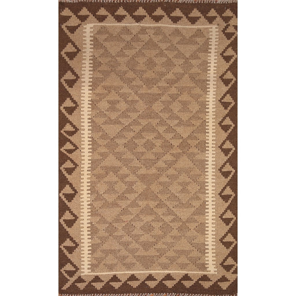 Reversible Kilim Oriental Area Rug Flat-weave Wool Carpet - 3'2" x 5'2"