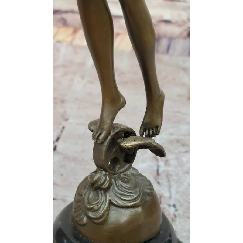 Angel Of Victory Bronze Sculpture With Trumpet And Laurel By Antoine Bofill