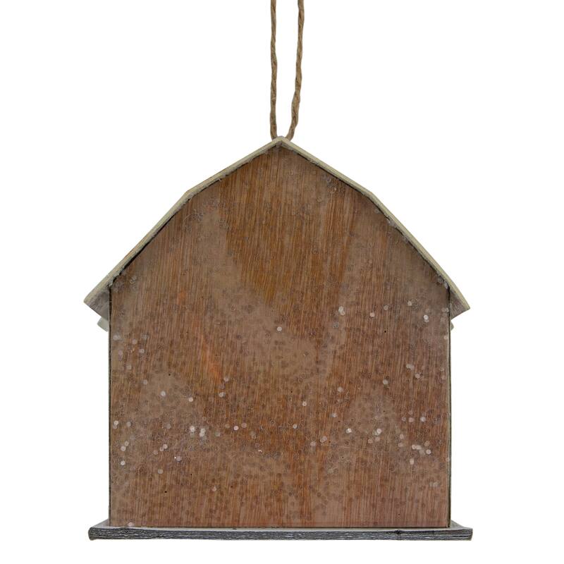 Battery Operated Lighted Rustic House with Trees Christmas Ornament - 4" - Brown