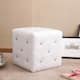 Forza White Cubed Ottoman Stool with Crystal Accents