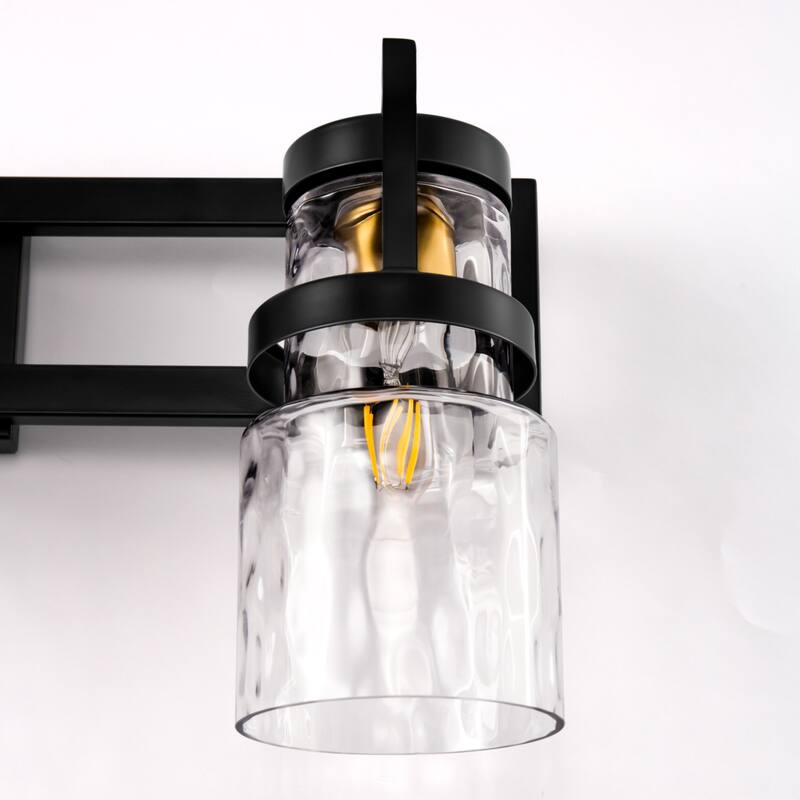 3-Light Brushed Nickel Cylinder Modern Bathroom Vanity Light with Clear Glass Shade,Wall Lamp for Mirror Kitchen Bedroom
