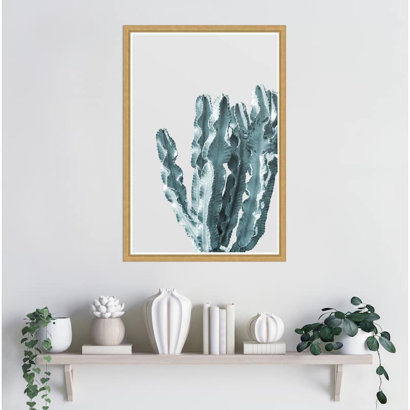 Boho Cactus No 2 by THE MIUUS STUDIO Framed Canvas Wall Art Print - Sylvie Bright Gold