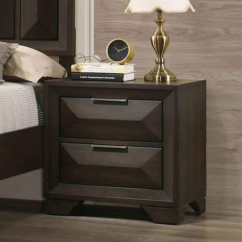 Classic Transitional Espresso Finish 4pc Bedroom Furniture Set Bed Dresser Nightstand Mirror
