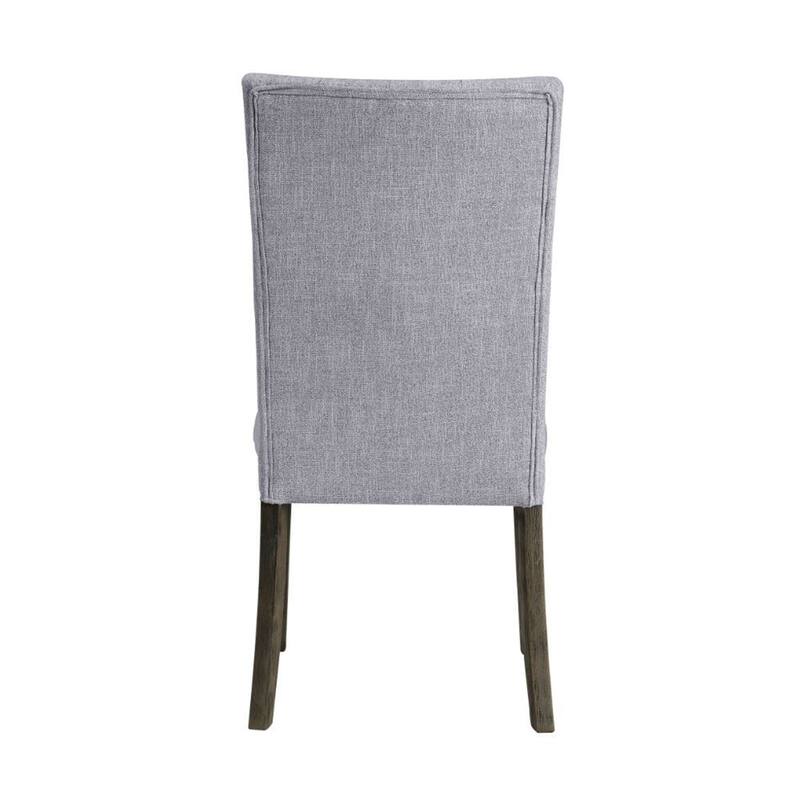 Set of 2 Gray Linen Upholstered Side Chairs, Gray Oak Finish