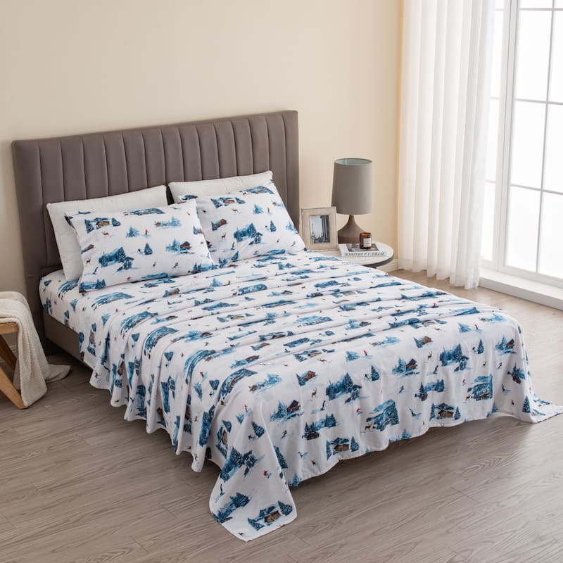 Linery & Co. Winter Turkish Cotton Double-Brushed Flannel Bed Sheet Set
