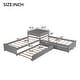 preview thumbnail 22 of 25, L-shaped Twin Size Platform Bed with Trundle and Drawers Linked with Built-in Desk, White