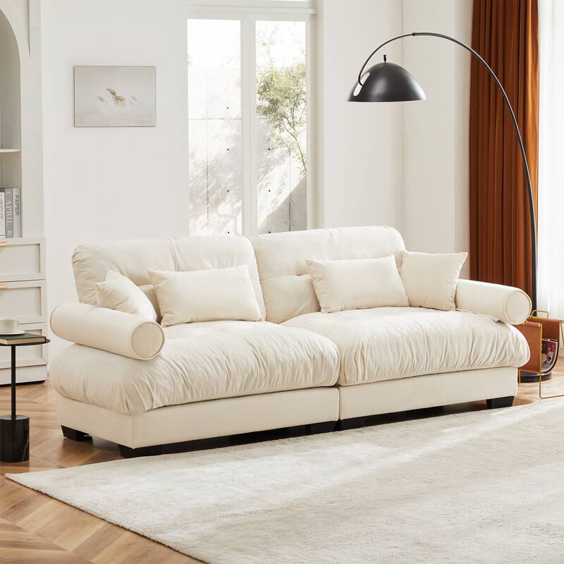 Modern Sectional Couch Comfortable Upholstered Sofa Set with Lumbar Pillow and Throw Pillow for Living Room
