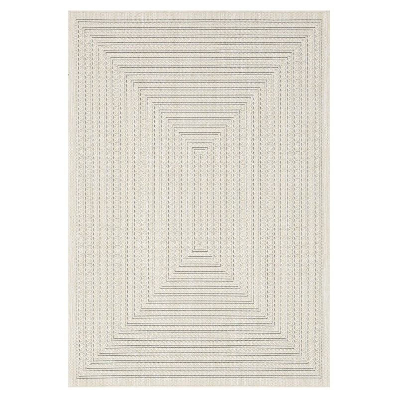 Machine Washable, Weather and UV Resistant Viola Design 4 color Option-Natural & Black & Red & Ivory - 2'6''x3'5'' - Ivory