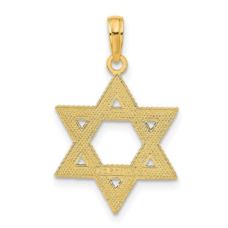 Curata 14k Yellow Gold 18" Solid Star of David Pendant Necklace - 19x17mm