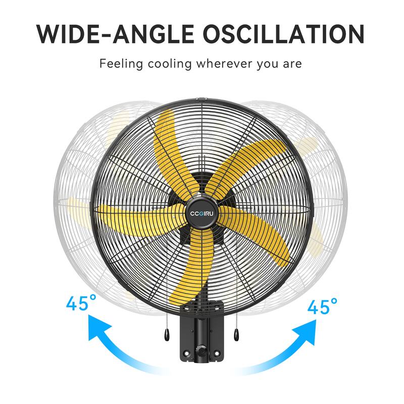 20" Industrial Black 3-Speed Commercial Grade Wall Mount Fan