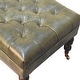 preview thumbnail 6 of 7, Buffalo Green Leather Ottoman with Castor Legs
